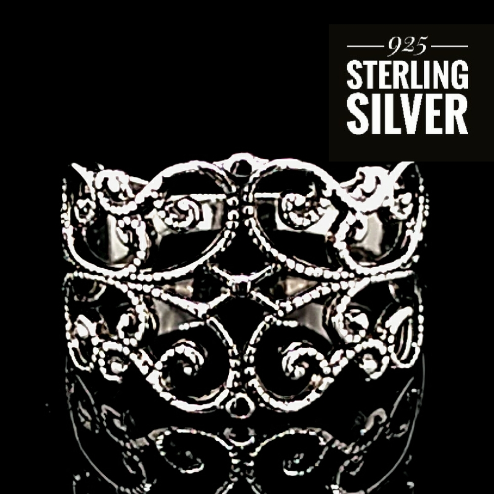 Ladies 925 Sterling Silver Filigree Ring